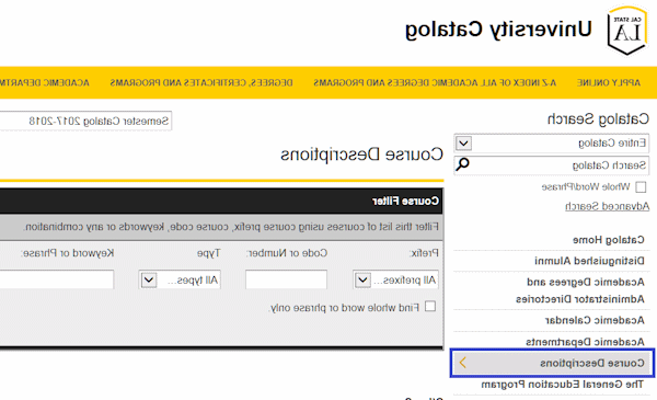Cal State L A online course catalog