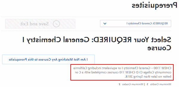 Prerequisite with a C I D course code on Cal State Apply