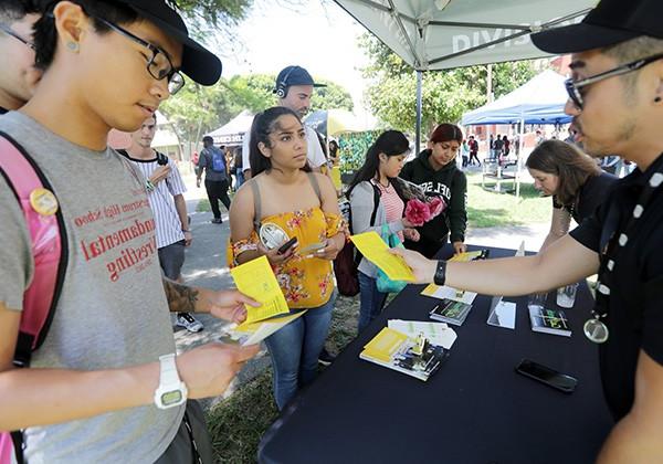 Students interacting with each other on campus